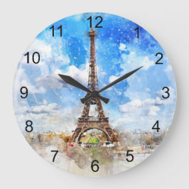 Paris Eiffel Torn Design Clock Stor Klocka