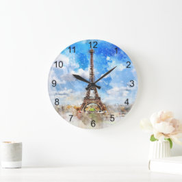 Paris Eiffel Torn Design Clock Stor Klocka