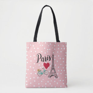 Paris Eiffel Torn Dot Tote Bag Tygkasse