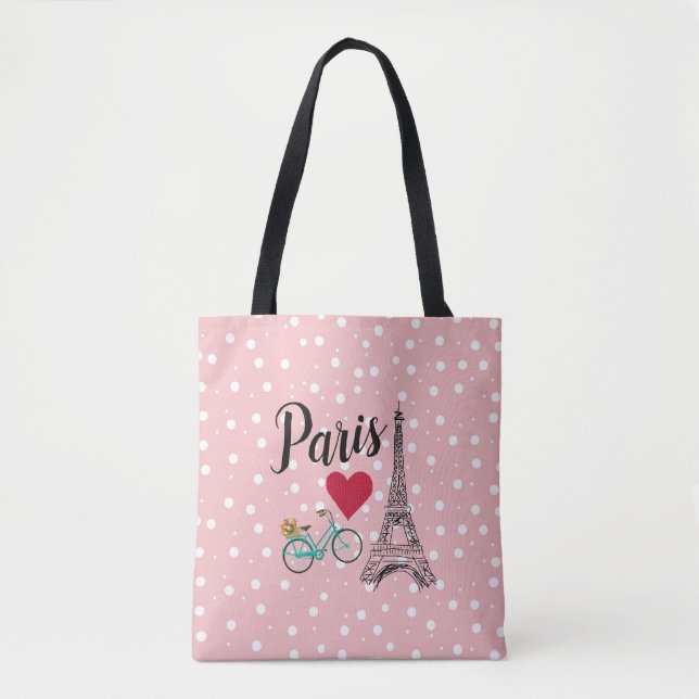 Paris Eiffel Torn Dot Tote Bag Tygkasse (Framsida)