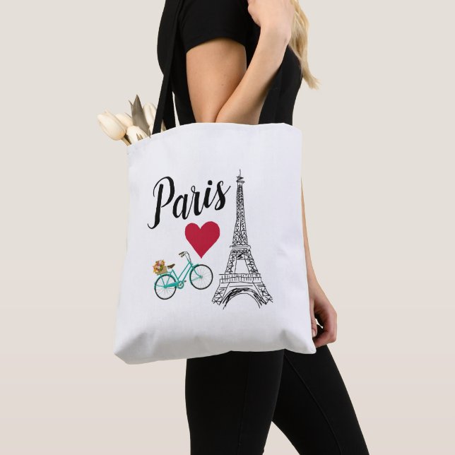 Paris Eiffel Torn Dot Tote Bag Tygkasse (Närbild)