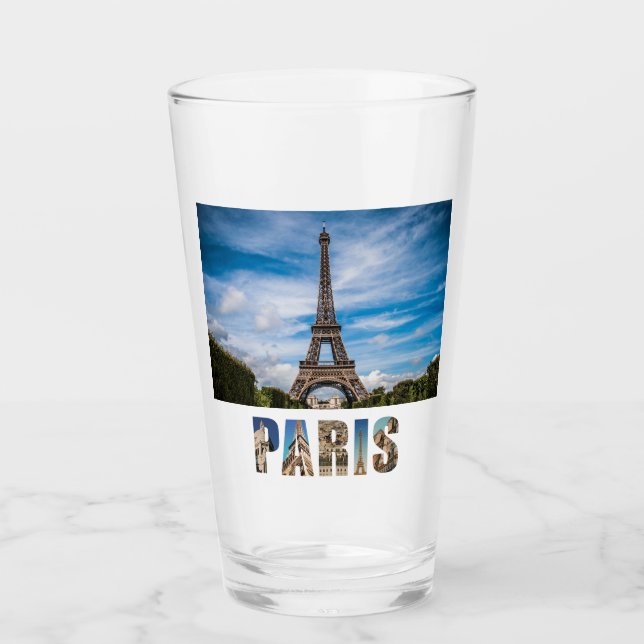 Paris Eiffel Torn Frankrike Fransk City Beer Pint Glaskopp (Framsida)