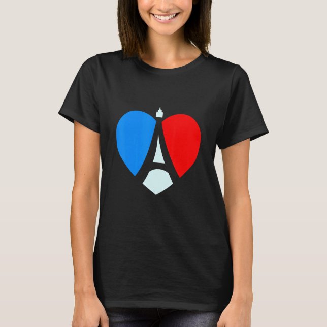 Paris Eiffel Torn Frankrike Fransk Kärlek Notre Da T Shirt (Framsida)