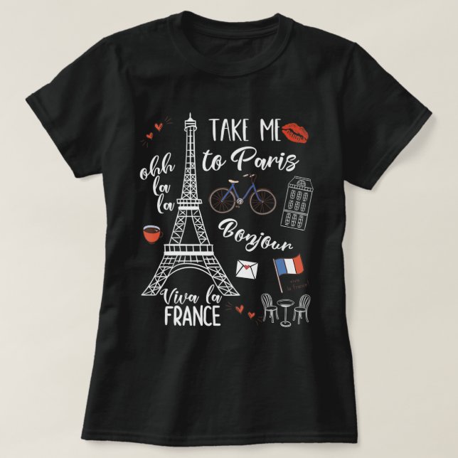 Paris Eiffel Torn Frankrike Fransk Parisian Gifts T Shirt (Design framsida)