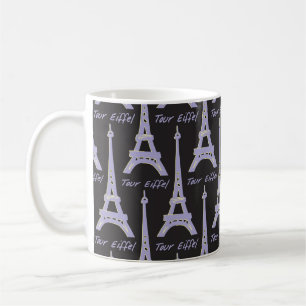 Paris Eiffel Torn Frankrike Lila och Black Mugg