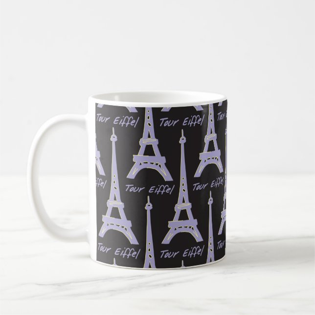 Paris Eiffel Torn Frankrike Lila och Black Mugg (Vänster)