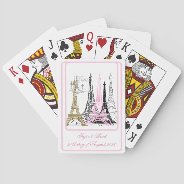 Paris Eiffel Torn Frankrike Rosa Decor Decorative Casinokort (Baksidan)