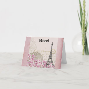 Paris Eiffel Torn Frankrike Rosa Vintage Tack Anteckningskort