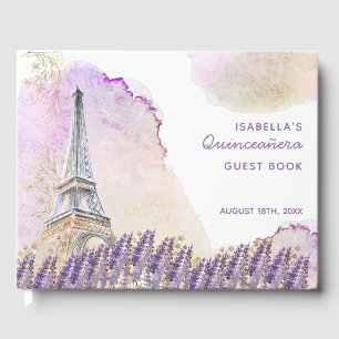 Paris Eiffel Torn Fransk Lavender Quinceanera Gästböcker
