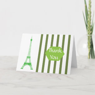 Paris Eiffel Torn Grönt Rand Tack Kort