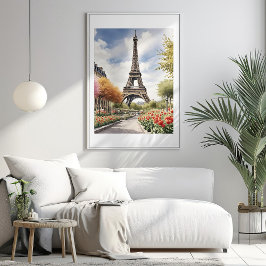 Paris Eiffel Torn Illustration Poster
