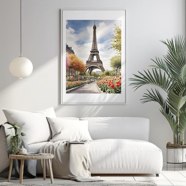 Paris Eiffel Torn Illustration Poster (Paris Eiffel Tower Illustration Mockup 1)