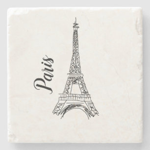 Paris Eiffel Torn Illustration Stone Underlägg