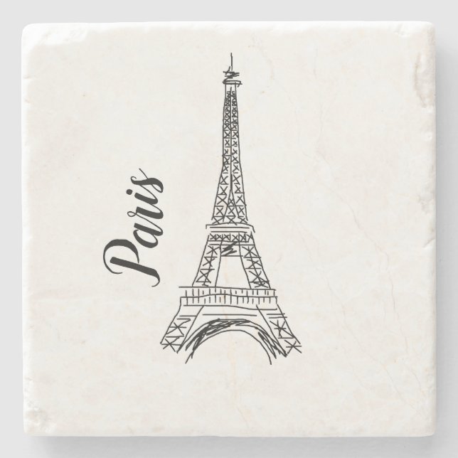 Paris Eiffel Torn Illustration Stone Underlägg (Framsidan)