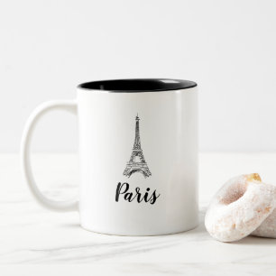 Paris Eiffel Torn Illustration Två-Tonad Mugg