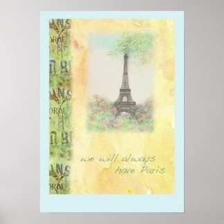 Paris Eiffel Torn illustrerade POSTER