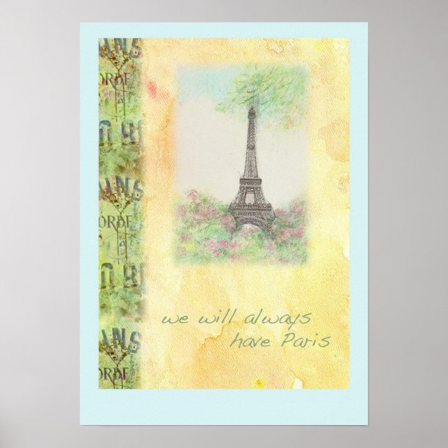 Paris Eiffel Torn illustrerade POSTER (Framsidan)