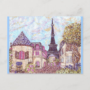 Paris, Eiffel Torn Inspired pointillism-vykort Vykort