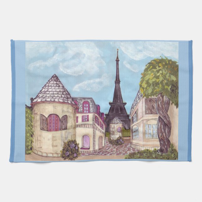 Paris Eiffel Torn inspirerade Kitchen Towel Kökshandduk (Horisontell)