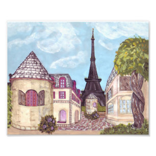 Paris Eiffel Torn inspirerade landskapet 10x8in fo Fototryck