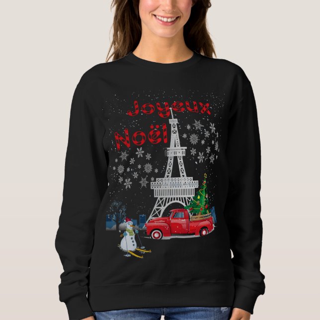 Paris Eiffel Torn Julgran Red Lastbil T Shirt (Framsida)