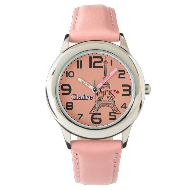 Paris Eiffel Torn Kärlek Heart Armbandsur (Framsida)