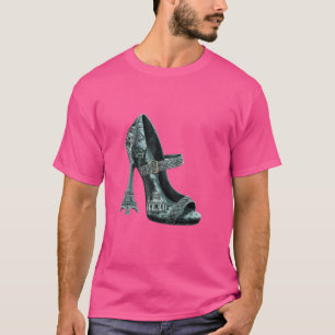 Paris Eiffel Torn Landmarks High Heel Mode Art T Shirt