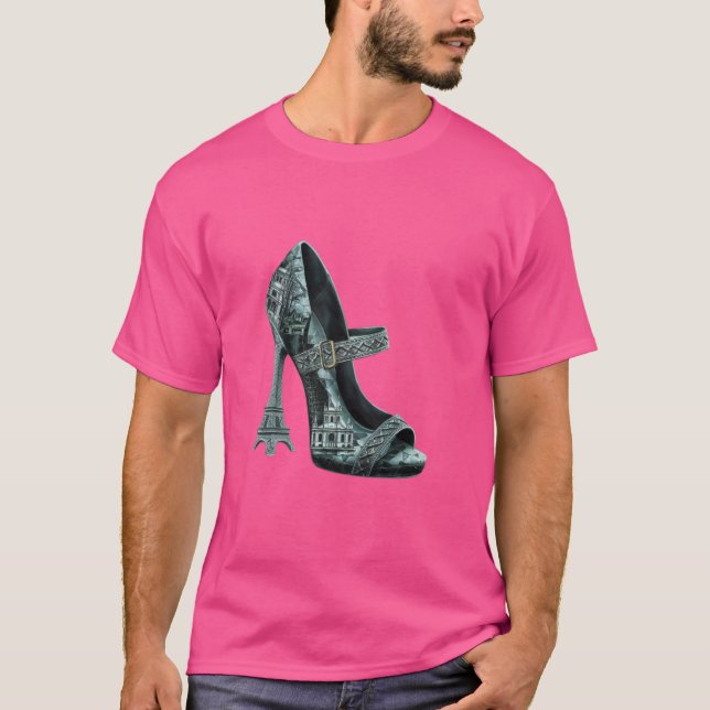 Paris Eiffel Torn Landmarks High Heel Mode Art T Shirt (Framsida)