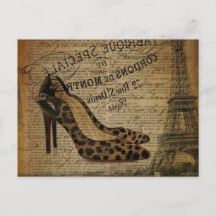 paris eiffel torn leopard stiletto mode onista vykort