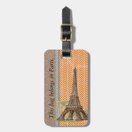 Paris Eiffel Torn Luggage Tag Bagagebricka