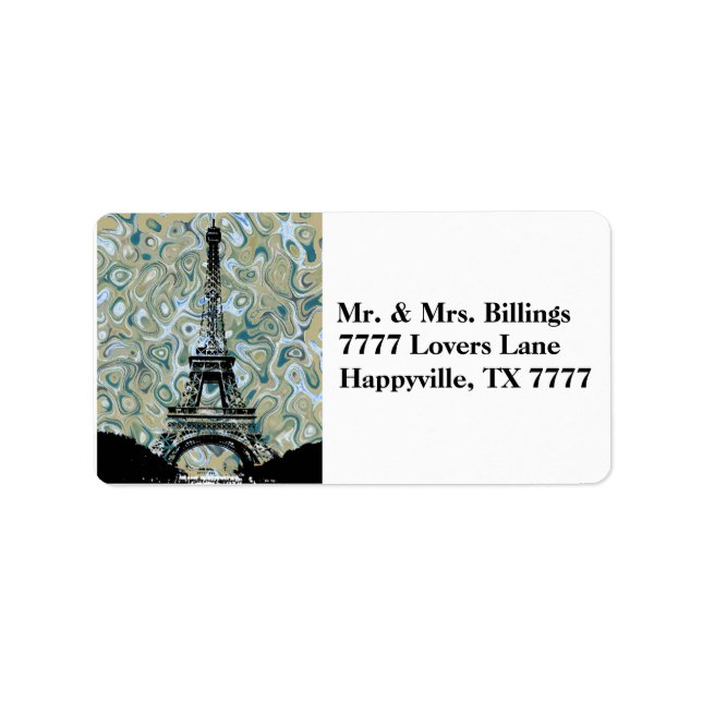 Paris Eiffel Torn Marlble Himlar Adressetikett (Framsidan)