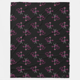 Paris, Eiffel Torn med rosa Bow Black Fleecefilt