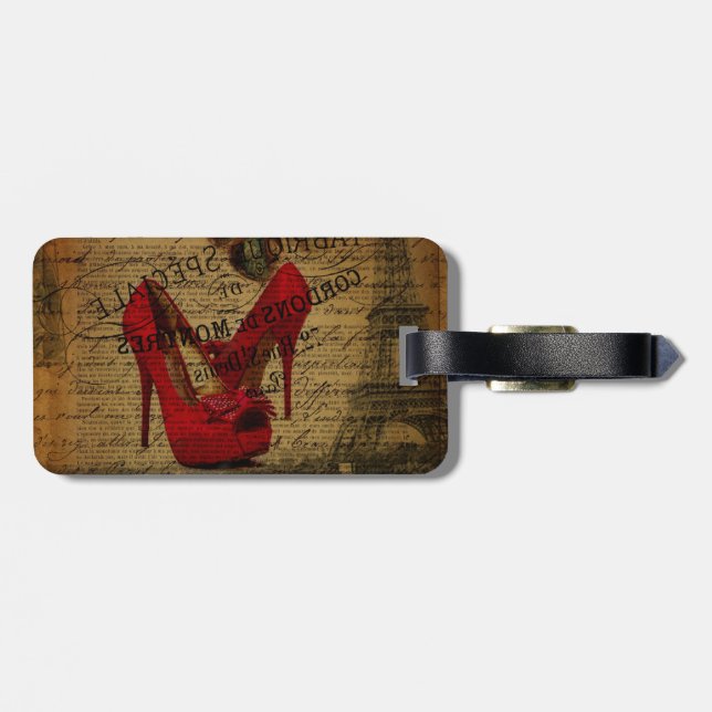 Paris eiffel torn mode onista red stilettos bagagebricka (Baksida Vågrät)