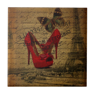 Paris eiffel torn mode onista red stilettos kakelplatta