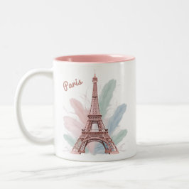 Paris Eiffel Torn Mugg med Pastel Feathers