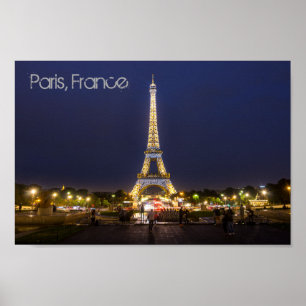 Paris Eiffel Torn Night Ljus Poster