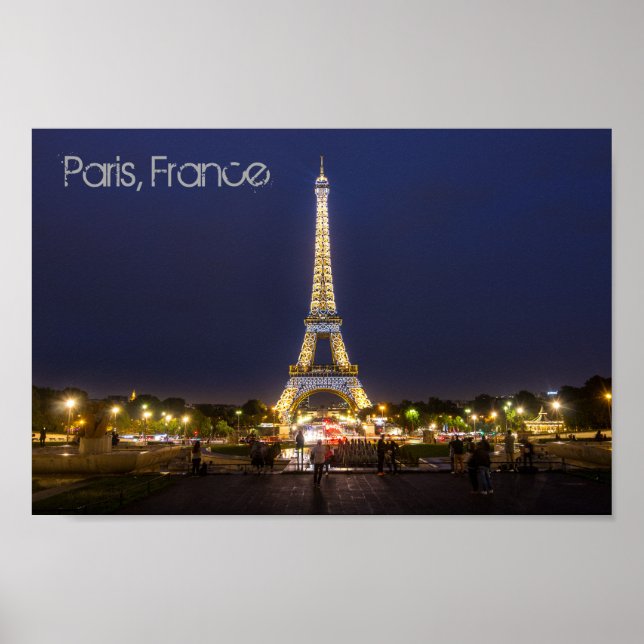 Paris Eiffel Torn Night Ljus Poster (Framsidan)