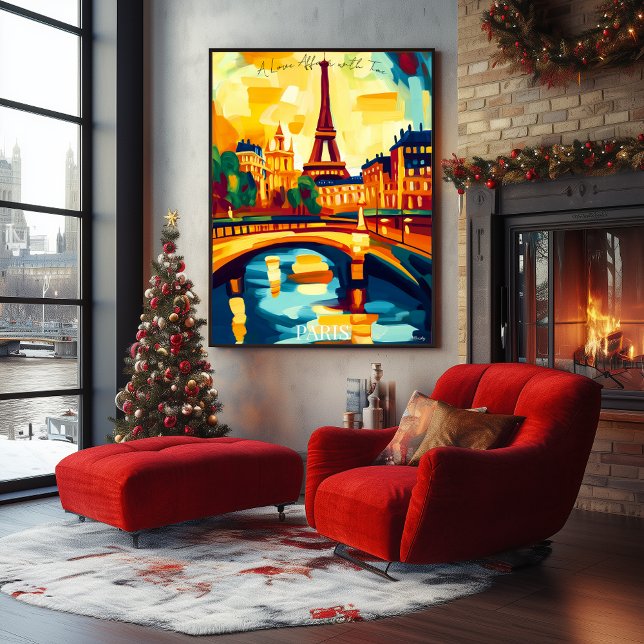 Paris Eiffel Torn och Bridge i Abstrakt Fauvist Poster (Skapare uppladdad)