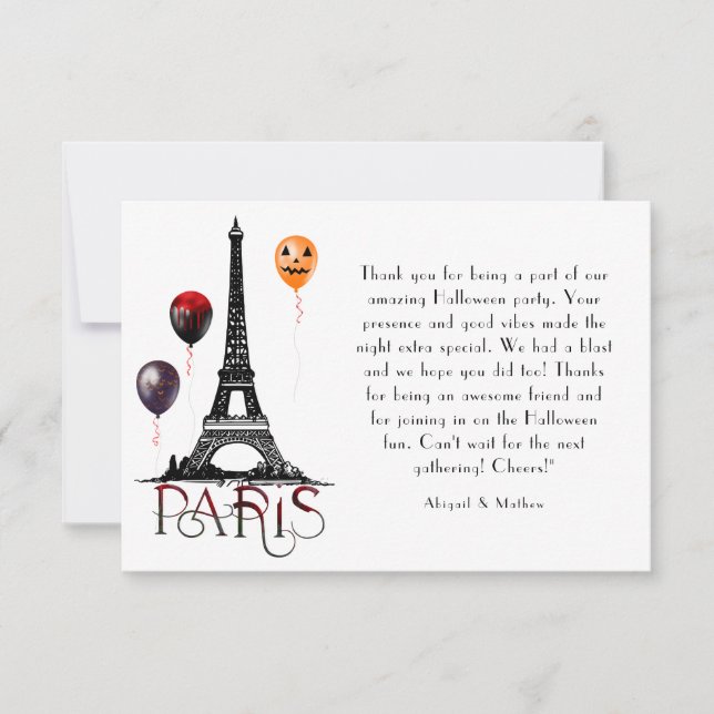 Paris, Eiffel Torn och Halloween Balloons Gothic Tack Kort (Framsida)