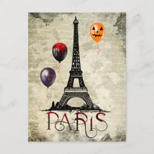 Paris, Eiffel Torn och Halloween Balloons Gothic Vykort