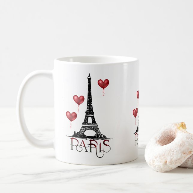 Paris, Eiffel Torn och Red Balloons Kaffemugg (Med munk)