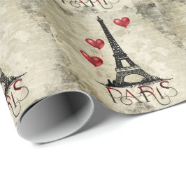 Paris, Eiffel Torn och Red Balloons Parchment Presentpapper