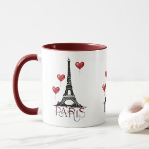 Paris, Eiffel Torn och Red Heart-ballonger Mugg