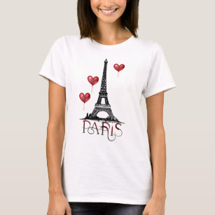 Paris, Eiffel Torn och Red Heart-ballonger T Shirt