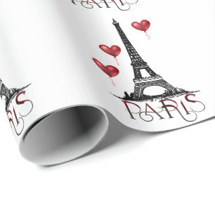 Paris, Eiffel Torn och Röda ballonger vackra Presentpapper