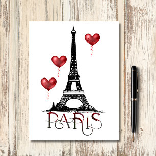 Paris, Eiffel Torn och Röda ballonger vackra Vykort