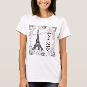 Paris Eiffel Torn och Scrollsar T Shirt