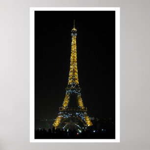 Paris Eiffel torn på nattaffischen Poster