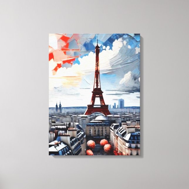 Paris Eiffel Torn Palette Tapestry 1 Canvastryck (Framsida)