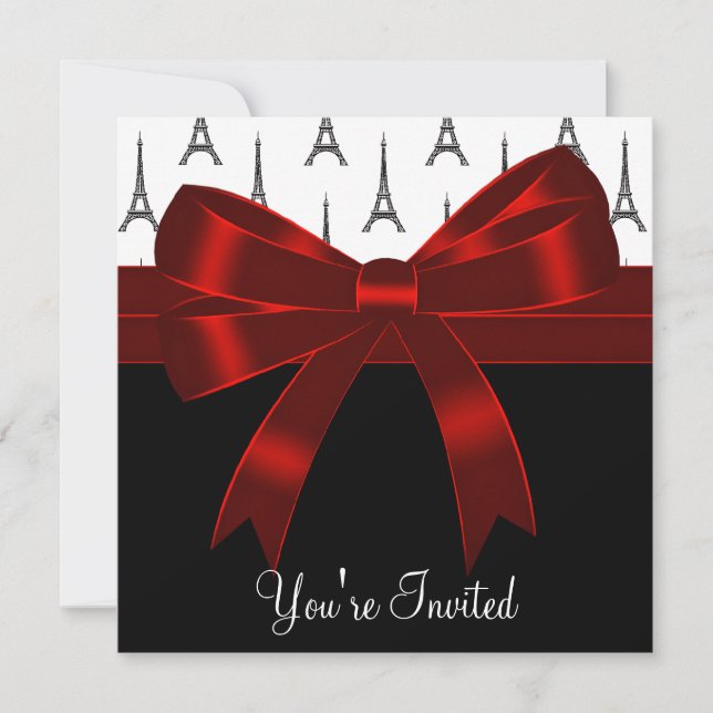 Paris Eiffel Torn Party Inbjudningar (Framsida)